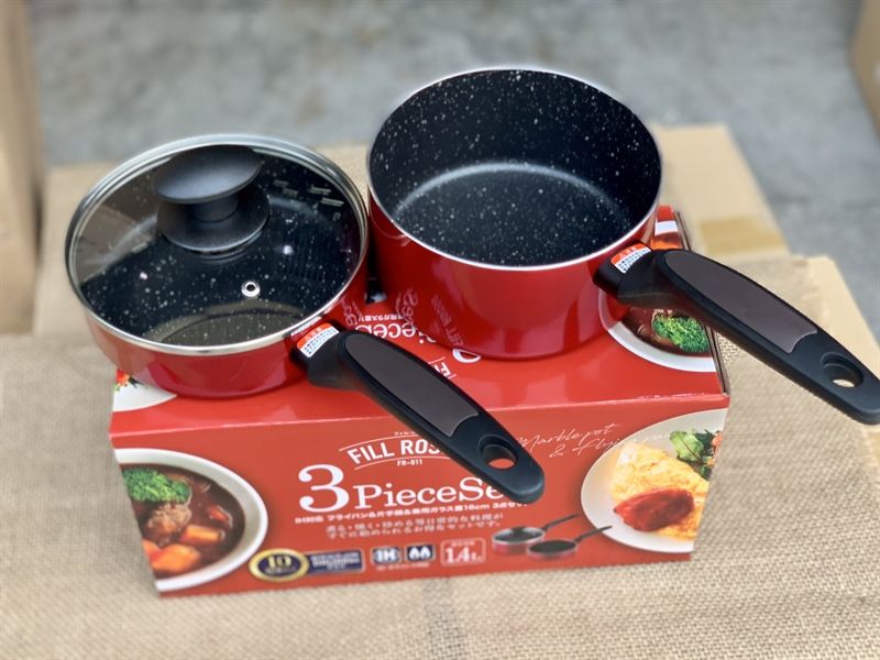 set 2 nồi chảo quánh 16cm kèm nắp đậy nhật