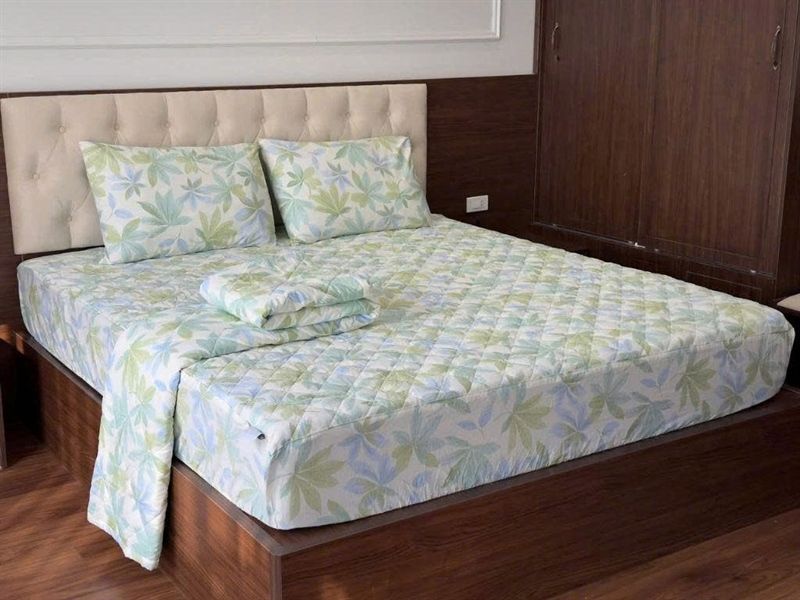 Bộ ga chần cotton 100% kèm 2 vỏ gối Kawa