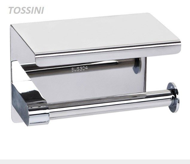Giá inox giữ cuộn giấy vệ sinh ĐƠN kèm keo Đức