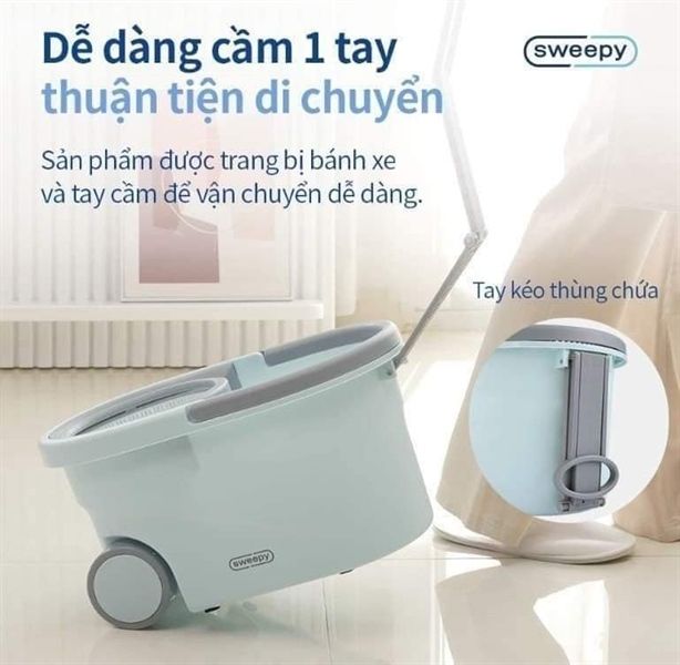 Bộ cây lau nhà 360 độ có bánh xe ETM970 SWEEPY