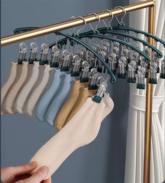 Móc Treo Đồ Lót, Vớ, Quần Áo 10 Kẹp Phơi Đồ Đa Năng Màu Xanh