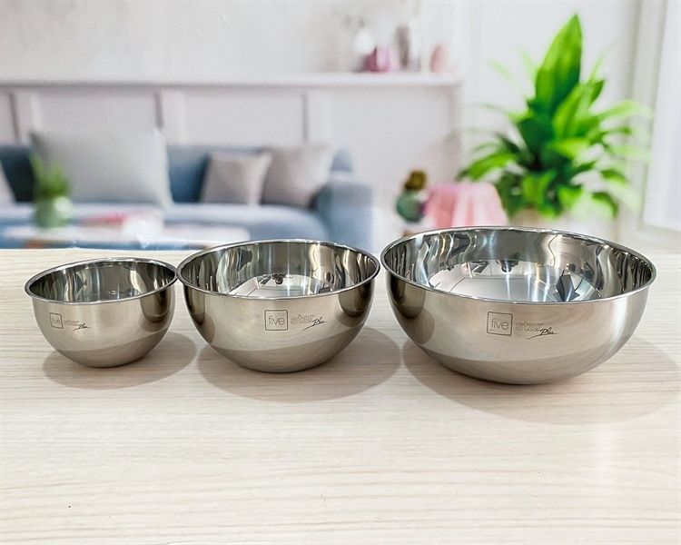 Bộ 3 thố inox Five Star MỚI - 16cm, 20cm và 26cm