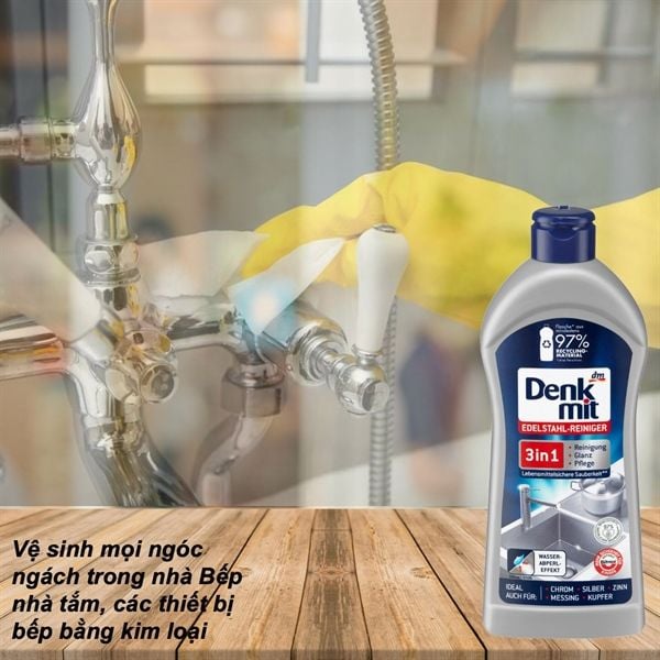 Dung Dịch tẩy đa năng đồ inox, gốm, sứ DENKMIT 300ml màu xám