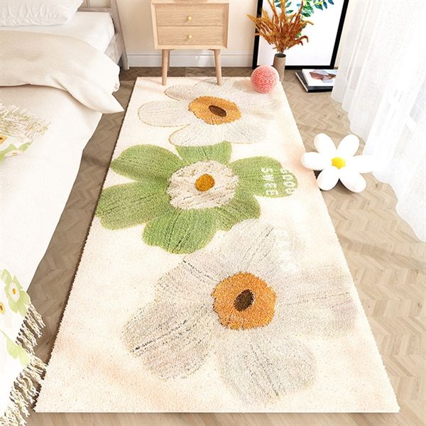 Thảm cạnh giường họa tiết hoa dày dặn êm chân 60*160cm