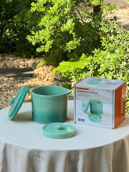 Hũ gốm muối dưa cà, đựng mỡ lợn, cơm mẻ cầu vồng Kaiyo 1.5L
