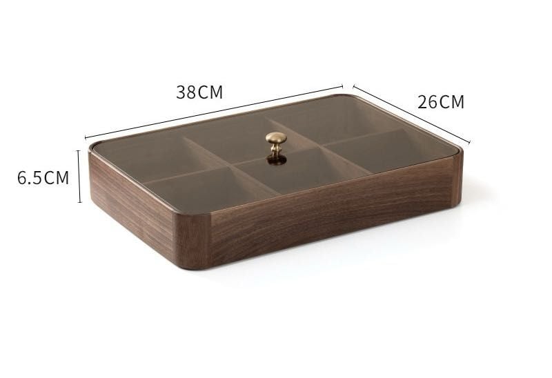 Khay mứt gỗ óc chó có nắp kính mẫu mới