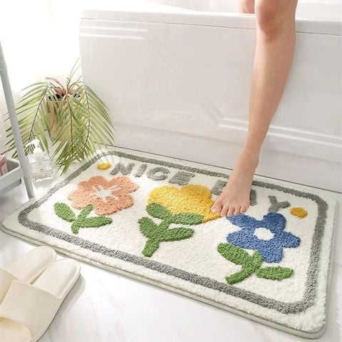 Thảm sợi chống trượt 3 BÔNG HOA 40*60