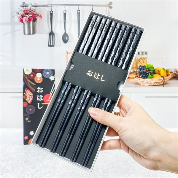 Set 5 đôi đũa Shikisai hoa Đào sợi thuỷ tinh cao cấp đầu bạc