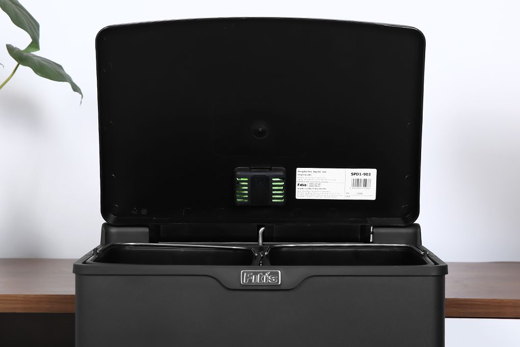 Thùng rác FITIS MEGA - Đạp thấp đôi - ĐEN SPD1-903