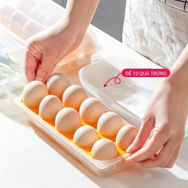 Khay đựng trứng 10 ngăn có nắp đậy Nhật Bản