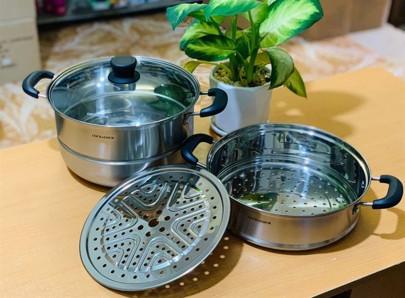 Nồi hấp Lock Lock 2 tầng
