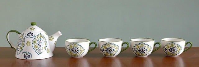 Bộ ấm sứ hoa xanh