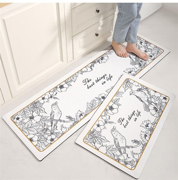 Bộ thảm bếp 3 Lớp chống thấm dễ lau CHIM CÂY THE BEST THING 45*60 và 45*150cm
