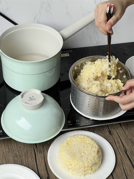 Bộ nồi nhôm đúc kèm xửng hấp Kaiyo màu xanh mint