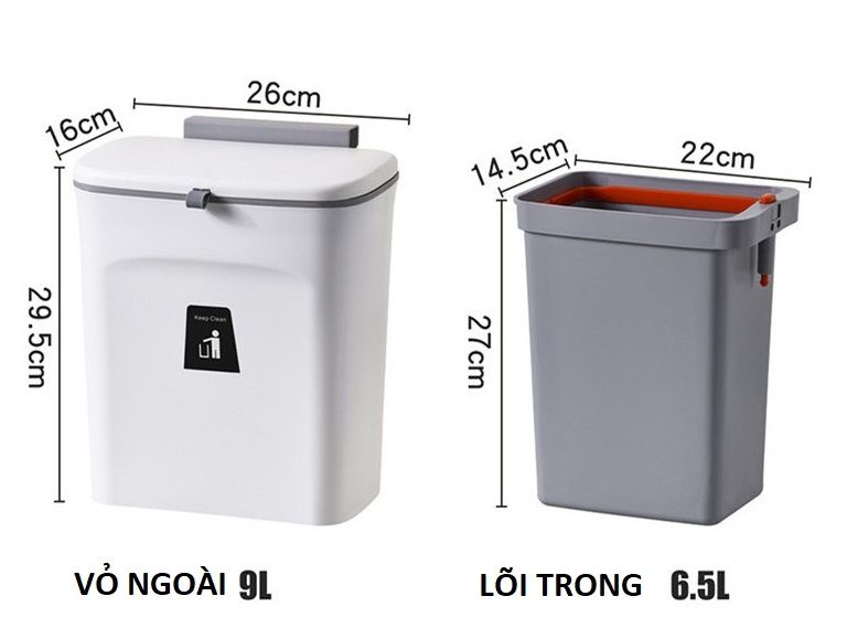 Thùng rác có lõi dán hoặc móc vào tủ