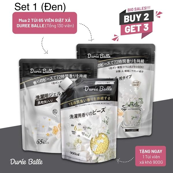 Túi 65 viên giặt xả Duree Balle 3 TRONG 1 HƯƠNG HOA