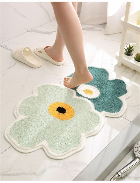 Thảm Sợi Chống Trượt 2 Bông Hoa 50*80cm