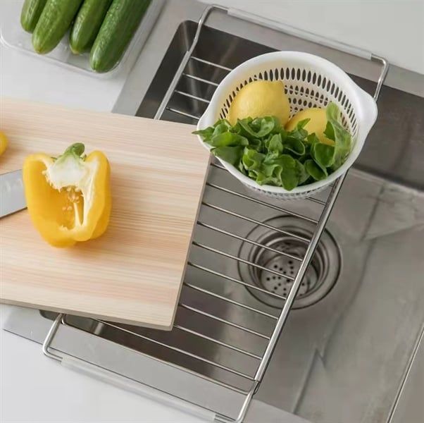 Giá inox để ngang bồn rửa vừa cho bồn rửa ngang 40-60cm