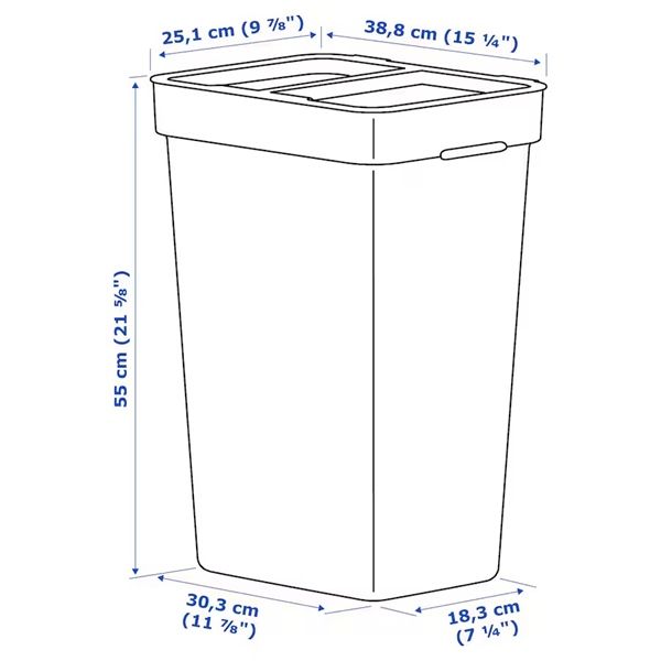 Thùng rác nhựa có nắp Hallbar Ikea 35L
