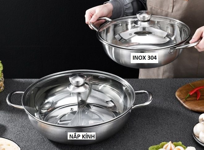 Nồi lẩu inox 304 2 Ngăn