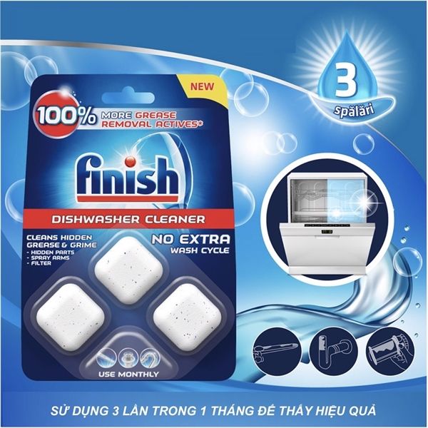 Viên vệ sinh máy rửa bát Finish - vỉ 3 viên