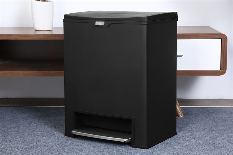 Thùng rác FITIS MEGA - Đạp thấp đôi - ĐEN SPD1-903