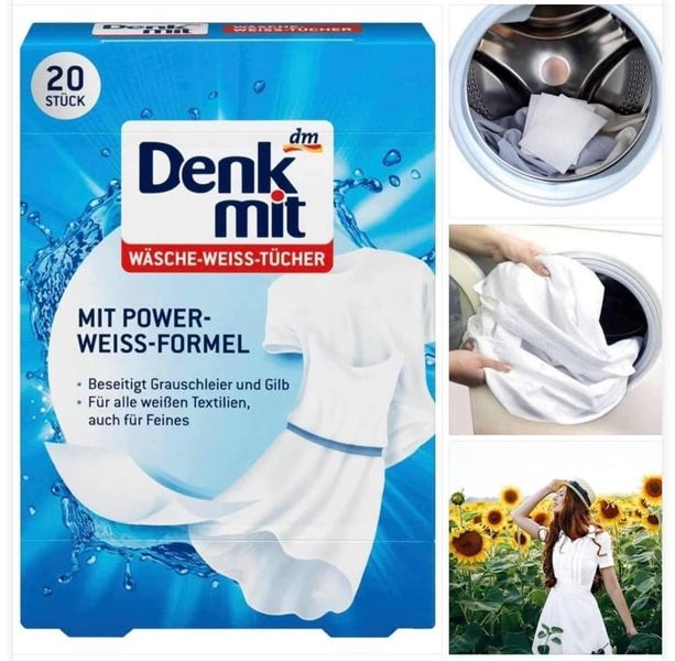 Giặt Tẩy Trắng Quần Áo Denkmit 20 Miếng 1 Hộp