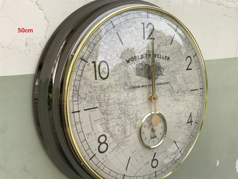 Đồng hồ treo tường viền thép mặt kính 50cm