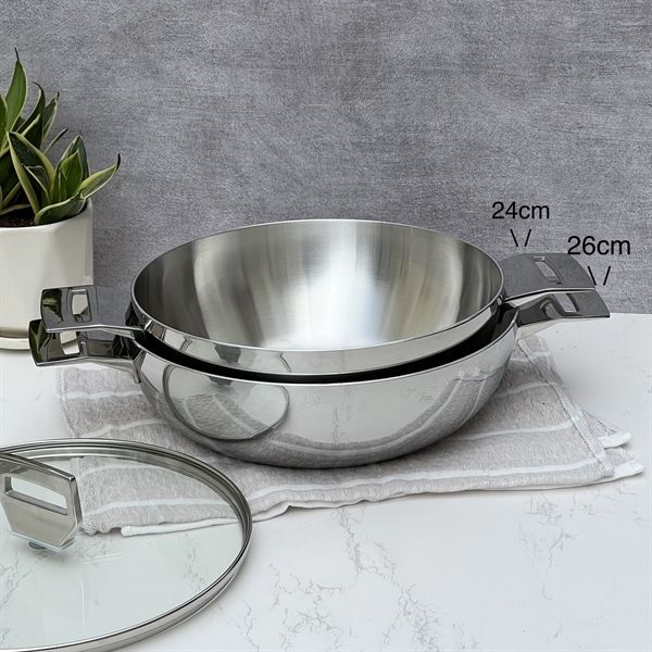 Chảo Inox Kaiyo 2 QUAI SÂU LÒNG CÓ NẮP