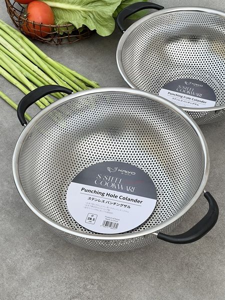 Rổ inox liền khối 2 tay cầm có chân Kaiyo