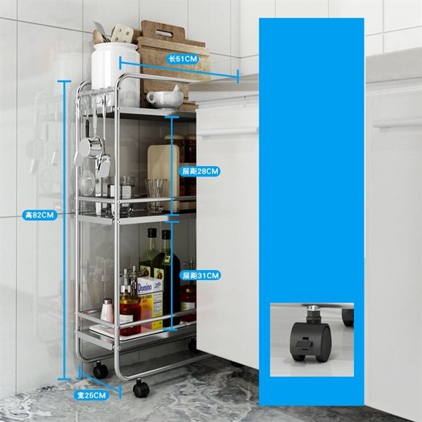 Kệ inox có bánh xe để đồ bếp INOSIN
