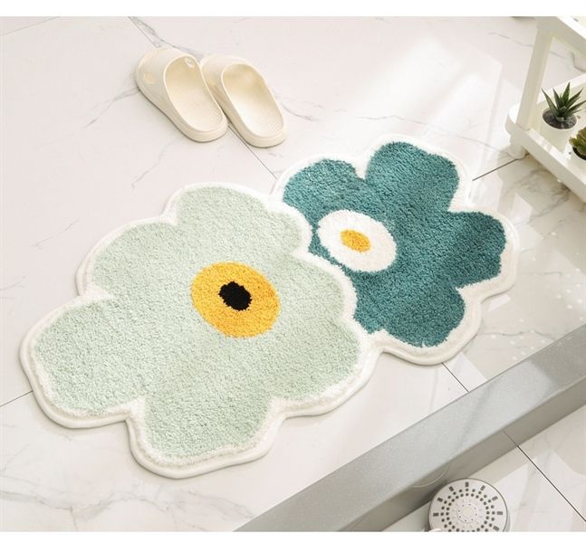 Thảm Sợi Chống Trượt 2 Bông Hoa 50*80cm