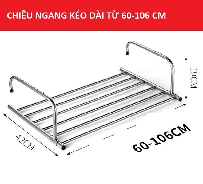 Gía phơi inox đồ móc ban công mẫu mới