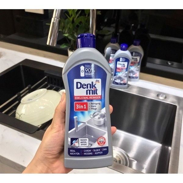 Dung Dịch tẩy đa năng đồ inox, gốm, sứ DENKMIT 300ml màu xám