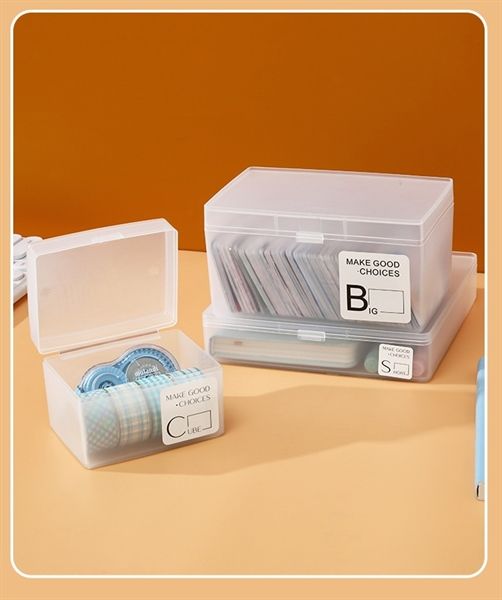 SET 2 Hộp nhựa mờ để đồ văn phòng, đồ dùng cá nhân có nắp chống bui