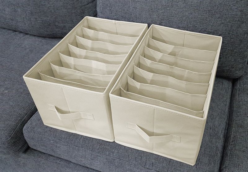 1 Hộp vải chia ngăn loại 7 NGĂN KHÔNG NẮP MÀU KEM