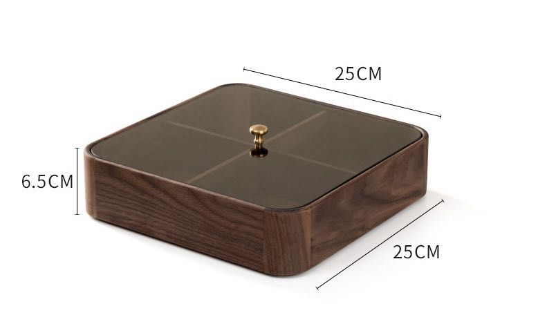 Khay mứt gỗ óc chó có nắp kính mẫu mới