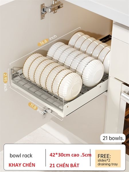 Ngăn kéo có ray trượt để đồ nhà bếp VOI VUÔNG