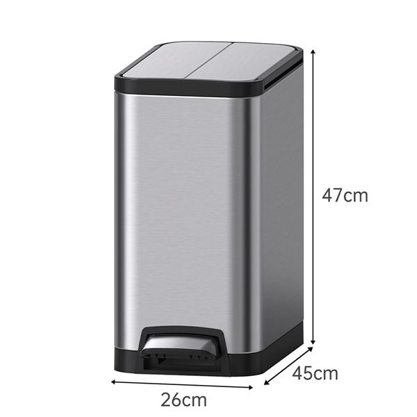 Thùng rác inox cao cấp mở 2 nắp Tobin 20L