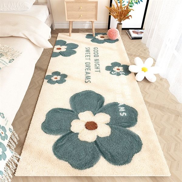 Thảm cạnh giường họa tiết hoa dày dặn êm chân 60*160cm