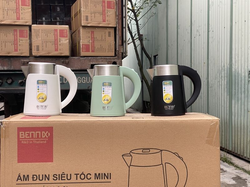 Ấm đun siêu tốc BENNIX Thái Lan, 2 lớp cao cấp 0.8L