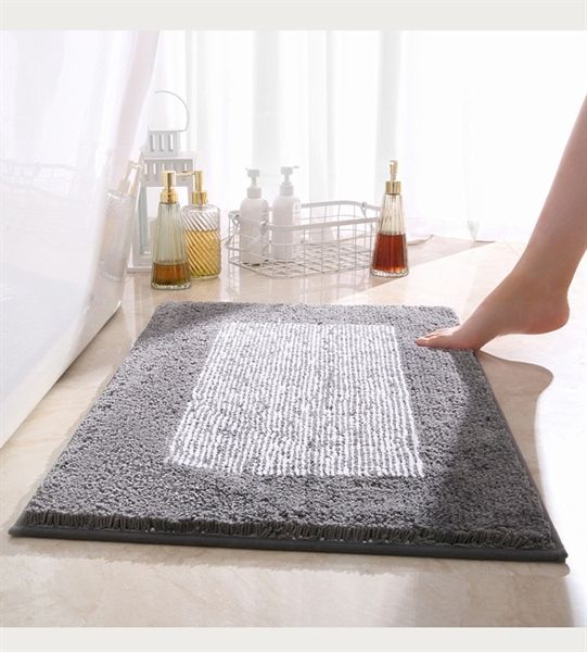 Thảm Sợi Chống Trượt 50*80cm Xám Đen