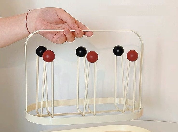 Giá úp cốc ly phong cách tối giản Bắc Âu TAY GỖ KÈM KHAY HỨNG NƯỚC