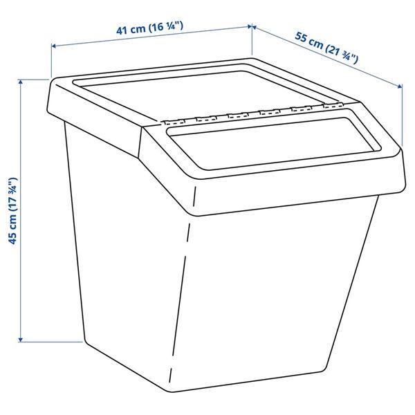 Thùng đựng đồ Sortera Ikea bằng nhựa có nắp gập 60L