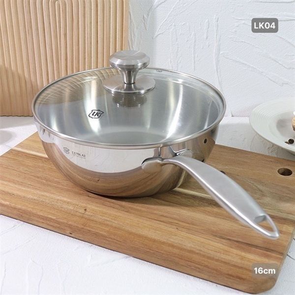 Chảo sâu lòng Lunkai 16cm có nắp kính