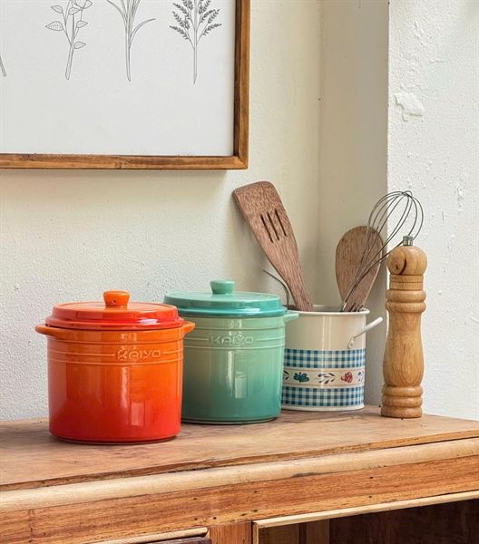 Hũ gốm muối dưa cà, đựng mỡ lợn, cơm mẻ cầu vồng Kaiyo 1.5L