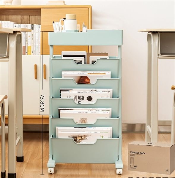 Kệ sách báo có bánh xe di chuyển VOI VUÔNG