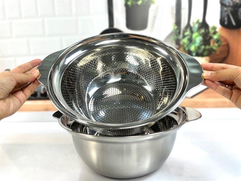 Bộ thau kèm rổ inox size 27cm