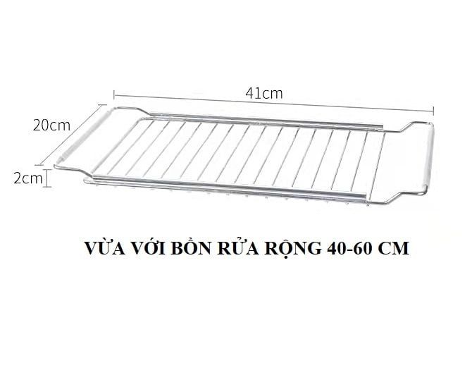 Giá inox để ngang bồn rửa vừa cho bồn rửa ngang 40-60cm