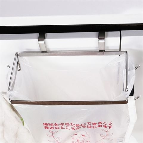 Giá inox 304 máng cửa tủ treo túi rác